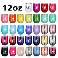 Vente en gros usine et peinture en spray personnalisée 12oz, Gobelet isotherme en acier inoxydable à double paroi, entièrement personnalisable, pour vin, café, œufs, mariage