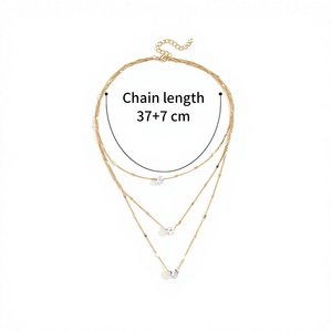 สร้อยคอโชคเกอร์หลายชั้นทันสมัยทำจากโลหะผสมสังกะสีสำหรับผู้หญิง พร้อมจี้รูปหัวใจประดับเพชรซิร์คอนด้วยเทคนิคการฝังแบบกรงเล็บ เหมาะสำหรับงานปาร์ตี้ - Product Image 1