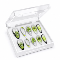 Vente en gros de faux ongles en gel souple détachables faits à la main, 32 pièces, pointes d'ongles stiletto, ongles artificiels pressés pour les doigts