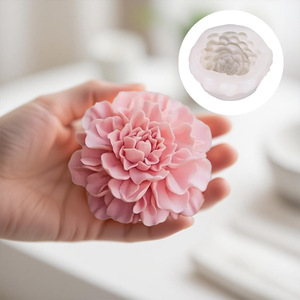 Moule en silicone pour savon artisanal en forme de fleur simulée, désodorisant de voiture, moule en silicone 3D pour bougie en forme de pivoine - Product Image 3