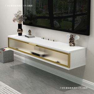 Meuble TV mural avec boîte de rangement pour petit espace, étagère décorative pour salon - Product Image 2
