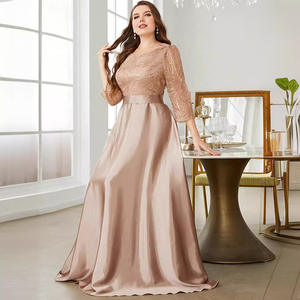 Vestido de Noche Elegante de Satén con Encaje, Estilo Princesa, para Graduación, Fiestas de Primavera, Nuevo, Talla Grande, Largo hasta el Suelo, con Lentejuelas, Natural - Product Image 3