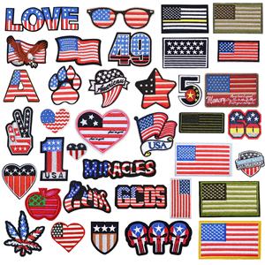 사랑 미국 플래그 스타 하트 7 월 4 일 자수 패치 옷 모자 패치에 사용자 정의 미국 독립 자수 철 - Product Image 1