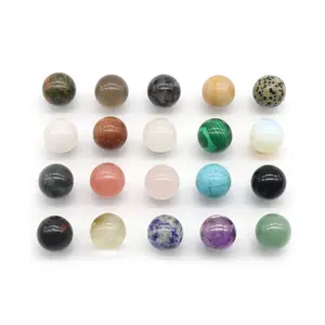 Natural gemstone agate crystal mix color 20mm round beads without hole specimen box 20 kinds of material