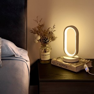 Lampe de table ovale, style nordique rétro minimaliste, <span class=keywords><strong>tendance</strong></span>, alimentée par USB, lampe de chevet LED pour <span class=keywords><strong>chambre</strong></span> à coucher, décoration pour une ambiance cosy au bar - Product Image 3