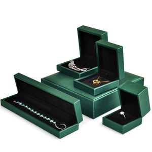 FANXI Green PU Leather Jewelry <b>Box</b> Bracelet Necklace <b>Earring</b> for Jewelry Packaging <b>Gift</b> <b>Box</b> - Product Image 1