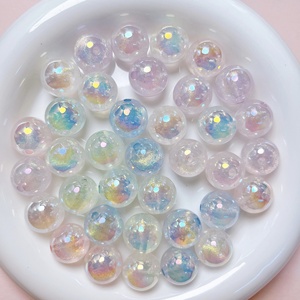 Colourful Chunky Acrylic/<b>Plastic</b>/Lucite Shiny Round <b>Beaded</b> with Hole 10pcs/bag in OPP Bag for Jewelry Making - Product Image 1