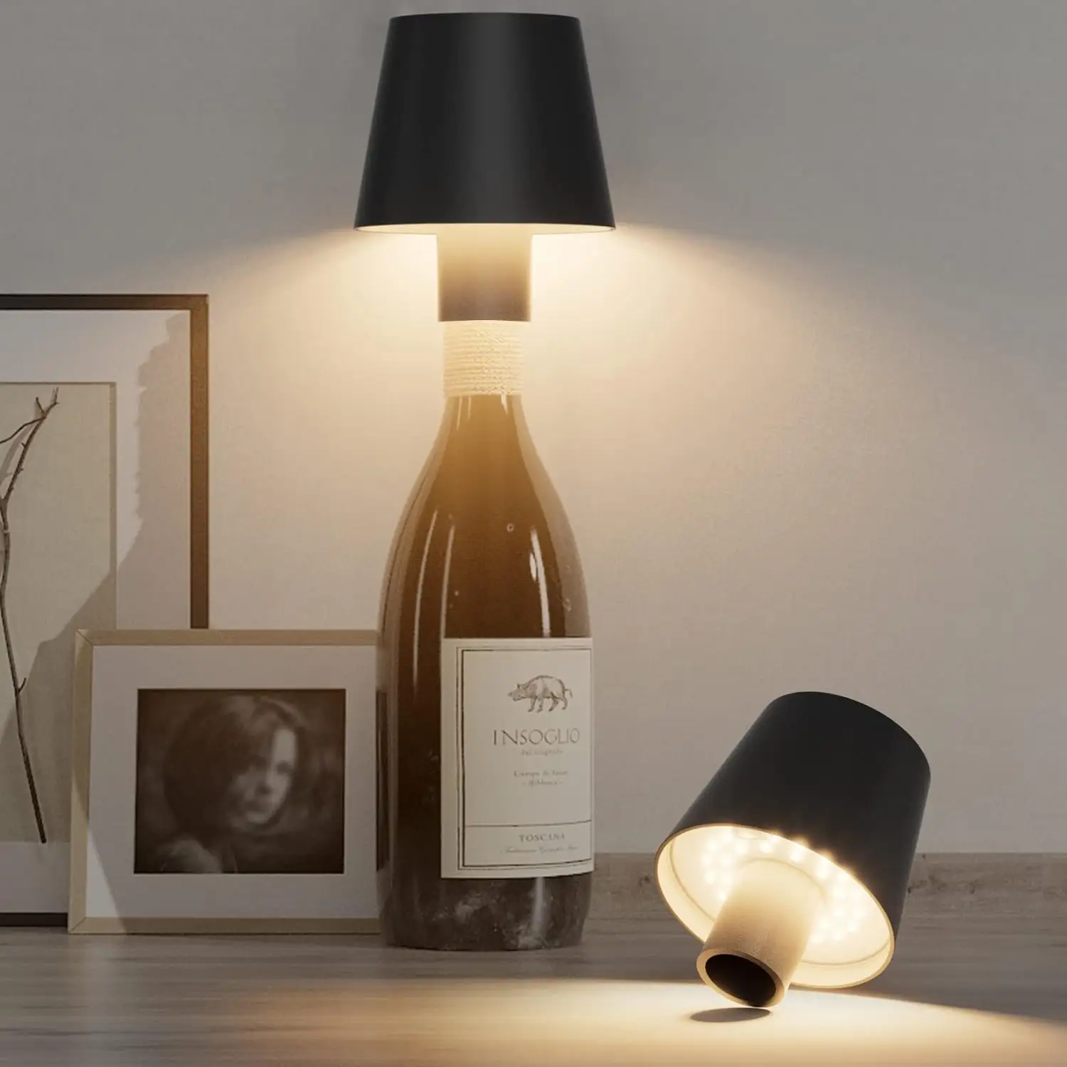 Lampu meja dioperasikan bertenaga baterai tanpa kabel, lampu LED botol anggur meja sentuh Modern dapat disesuaikan tahan air IP54