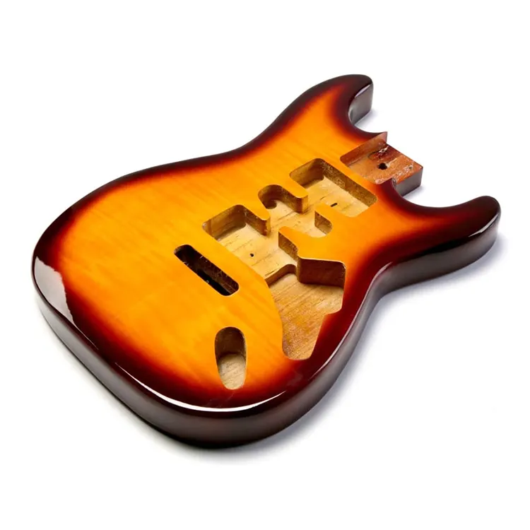 Custom Sunburst Gloss fertig Basswood Body Barrel DIY ST E-Gitarren körper mit Tiger Flamed Ahorn Top