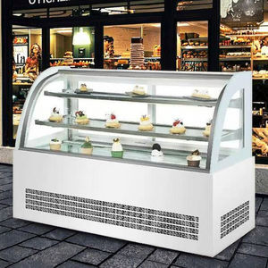 Cubierta de vidrio curvada comercial de alta calidad, escaparate de pasteles, luz LED, Enfriador de exhibición de Chocolate refrigerado con puerta de vidrio - Product Image 5