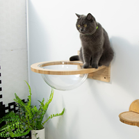 Étagères murales en bambou pour chat Hamac de lit écologique pour meubles d'escalade avec capsule transparente pour dormir et se reposer
