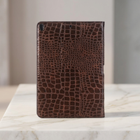 Étui pour tablette en cuir véritable Aarons avec fente pour cartes, couleur personnalisée, motif croco, support pour ordinateur portable, fabrication usine