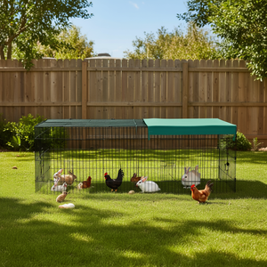 Green <b>Playpen</b> 87 In For <b>Rabbits</b> Chickens Chinchillas Indoor Outdoor Use With Roof - Product Image 2