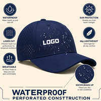 Casquette de baseball imperméable, perforée, respirante, protection solaire, légère, sportive, réglable, logo personnalisé, OEM, vente en gros, faible MOQ