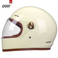 Casque de moto rétro OOH pour adultes, casque intégral vintage avec système de ventilation, design imperméable pour la conduite à moto