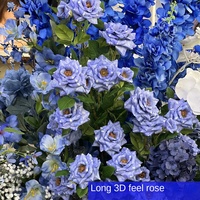 Nouvelles roses artificielles 3D bleues multi-têtes en tissu doux pour mariages, Noël, hôtels - Sensation réaliste