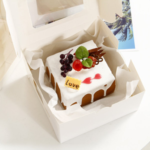 Caja de embalaje de pastel de <span class=keywords><strong>queso</strong></span> <span class=keywords><strong>a</strong></span> prueba de fugas de tamaño de logotipo personalizado cajas de pastel de papel Kraft de cartón blanco con ventana - Product Image 5