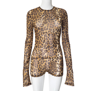 <span class=keywords><strong>Mono</strong></span> corto de manga larga con <span class=keywords><strong>estampado</strong></span> de leopardo y espalda descubierta, estilo club, popular al por mayor 2025 - Product Image 5