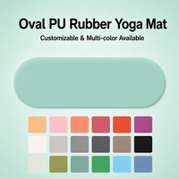 Tapis de yoga ovale en caoutchouc PU haute densité 5 mm, antidérapant, adhérence sur surface humide, écologique, couleur personnalisée, sangle de transport pour studio de yoga