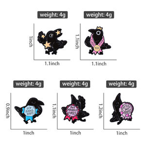 Black Raven Pin Enamel lucu burung medali bros logam Lapel ransel lencana hadiah perhiasan untuk teman grosir - Product Image 6