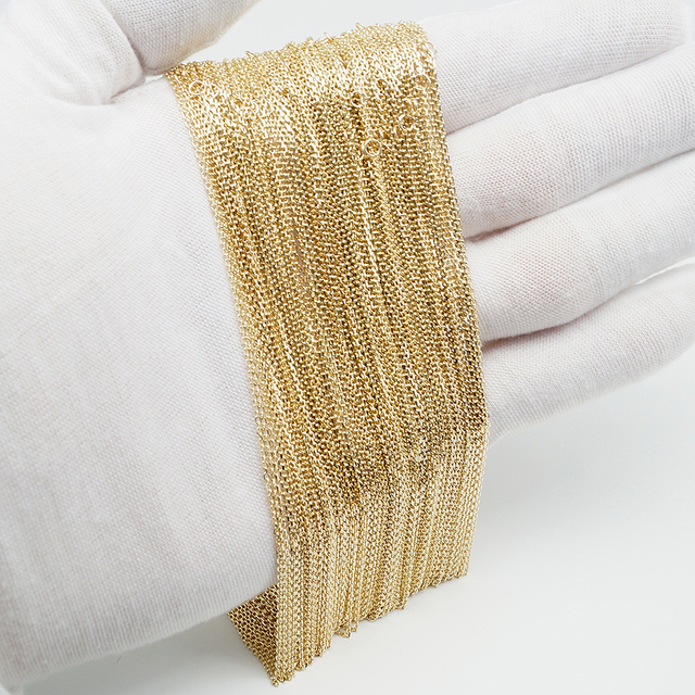 1mm Cable Chains 9K Solid Gold Chain AU375 Real Gold Necklace Jewelry Wholesale Adjustable 20 Inch