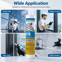 PINSU-CS Mastic adhésif neutre résistant aux intempéries pour murs-rideaux et véranda, adhésif pour verre extérieur, mastic étanche
