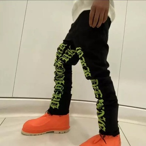 Pantalones Vaqueros Anchos de Algodón con Estampado Personalizado para Hombre, Estilo Urbano - Product Image 3