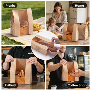Bolsas de papel para pan Bolsas de papel para hornear con ventana para almacenamiento de alimentos horneados Desayuno Almuerzo Embalaje - Product Image 2