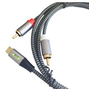 Câbles adaptateurs audio auxiliaires USB C numériques noir et blanc vers 2 <span class=keywords><strong>RCA</strong></span> mâle vers mâle pour haut-parleurs domestiques/de voiture - Product Image 1