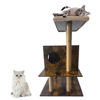 Arbre à chat moderne en bois avec poteaux à gratter en sisal, structure d'escalade pour chat d'intérieur