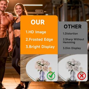 Espejo Arqueado de Cuerpo Entero con Ruedas 360 °   Espejo de pie giratorio con ruedas y cristal templado HD para yoga, estudio de danza y <span class=keywords><strong>gimnasio</strong></span> en casa - Product Image 6