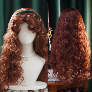 Peluca de Cabello Rizado Largo con Ondas, Estilo Lolita para Halloween, Sin Pegamento, Fibra Kanekalon, Encaje Transparente, Color Blanco Reina - Product Image 3