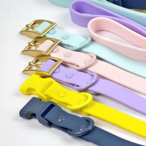 Bajo MOQ PVC color encantador perro Correa y collar ajustable partido metal hardware mascota <span class=keywords><strong>boutique</strong></span> más barato al por mayor - Product Image 5