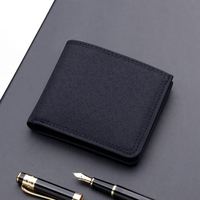 Dompet Kartu Kanvas Pendek Portabel dengan Ritsleting Warna Solid Gaya Jepang Canggih Logo Kustom untuk Pria