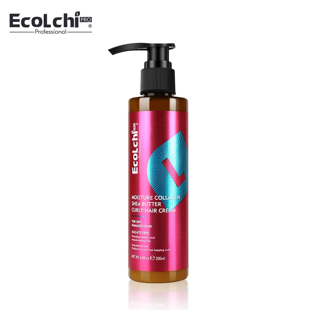 Marque privée Ecolchi Après-shampoing hydratant bio sans rinçage Crème protéinée pour cheveux bouclés pour cheveux africains