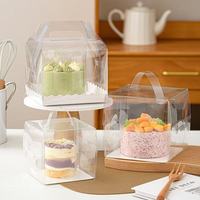 Boîte d'emballage carrée transparente portable de 4 pouces pour gâteaux, hauteur étendue, également adaptée aux boîtes à mousse mille-feuille de 2/3/5/6 pouces