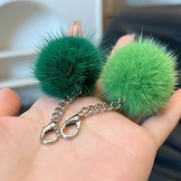 Pendentif en vraie fourrure de vison, boule douce, mini breloque pour sac, accessoires pour téléphone portable, porte-clés de voiture, chaîne simple, unisexe