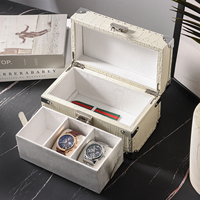 Boîtes à montres en cuir PU blanc de luxe multifonctions rectangulaires de marque HX modèle HX-1245