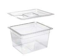 Poêle alimentaire transparente en polycarbonate de taille 1/2-Récipient PC sous vide de 8 "de profondeur avec couvercle à encoche