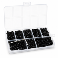 Kit de vis à tête cylindrique en acier au carbone noir, 500 pièces, M3 6-20 mm, vis à tête hexagonale avec écrous et clé Allen