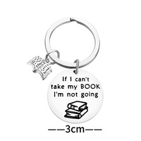 Porte-clés pour les amoureux des livres - Si je ne peux pas emporter mon livre, je ne pars pas - Charme de livre miniature - Porte-clés amusant - Cadeau pour les lecteurs, les bibliophiles, les bibliothécaires