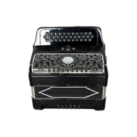 SEASOUND Accordéon Diatonique Professionnel 34 Boutons 12 Basses 3 Registres JB3412C Noir Brillant Portable Grille Noire Argentée
