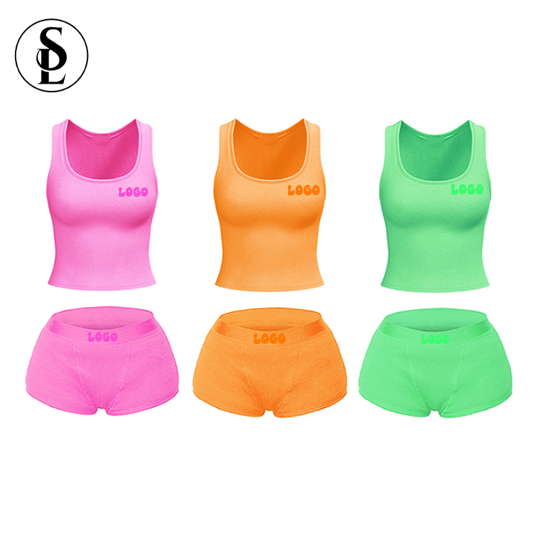 2024 Women Set Custom Logo Color Shirts And shorts Comfy Summer Loungewear Two Piece Lounge wear Set Women Shorts Set