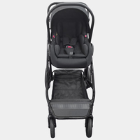Poussette bébé pliable à une main en lin premium, cadre en alliage d'aluminium 4 en 1, siège de sécurité inclus, personnalisable directement, fabrication chinoise