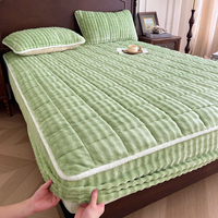 Housse de lit en velours de lait chaud et moelleux pour l'hiver, couvre-lit, couvre-lit, drap-housse, protège-matelas, taille king