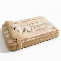 Matelas de luxe rectangulaire pour animaux de compagnie avec oreiller amovible, coussin chaud et lavable pour chiens de petite et moyenne taille, tapis moelleux pour animaux de compagnie en gros
