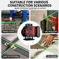 Niveau laser vert professionnel GuangChen 4D 16 lignes 360° °   Système de nivellement automatique avec télécommande et deux batteries pour montage en armoire
