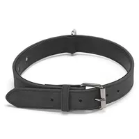 Collier pour chien en cuir avec logo personnalisé, bande large réglable, bords renforcés et anneau en D métallique, disponible en plusieurs couleurs tendance