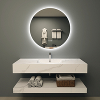 Miroir de salle de bain intelligent LED circulaire de luxe moderne, anti-buée, avec affichage de l'heure, rétroéclairé, miroirs muraux pour salon de coiffure, argent