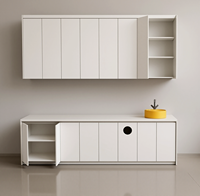Cuisine modulaire sur mesure, armoires grises, pierre artificielle moderne avec évier, ensemble de table d'îlot de cuisine, fabriqué en Chine
